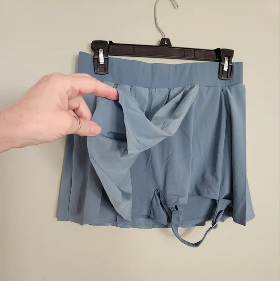 Blue Pleated Women's Skort - Picture 2 of 3